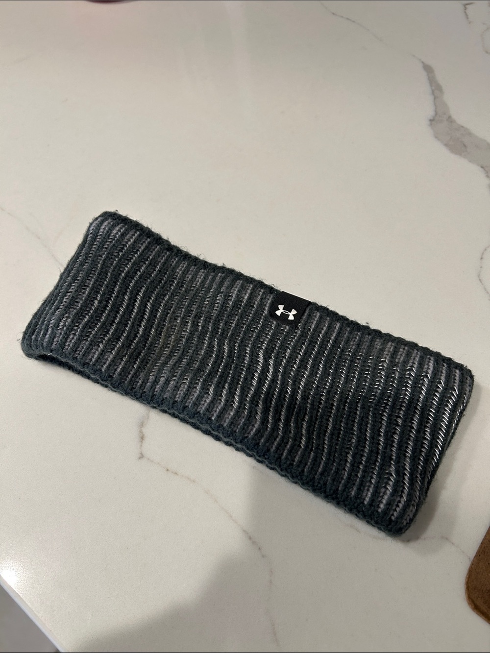 Under Armour Black Ribbed Knit Headband with Logo Patch